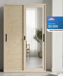 Lemari Besi Sliding Olymsteel OSWS 2P 120 cm dengan Brankas Bonus Voucher Indomaret 50ribu