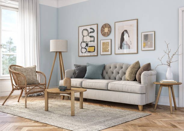 model sofa Scandinavian, cocok untuk ruang tamu minimalis. sumber: istockphoto.com