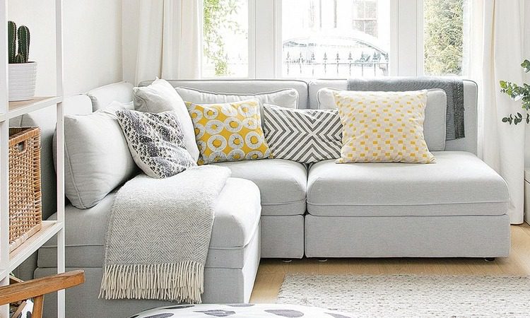 Mini sofa berbentuk L yang fleksibel untuk dipindahkan, Sumber: idealhome.co.uk
