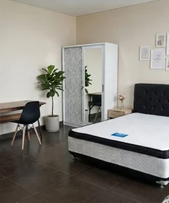 Paket Eco Kasur Springbed Boxy Sleep Care + Lemari Besi Sliding 120cm + Meja Kerja Oxford + Kursi Milenial